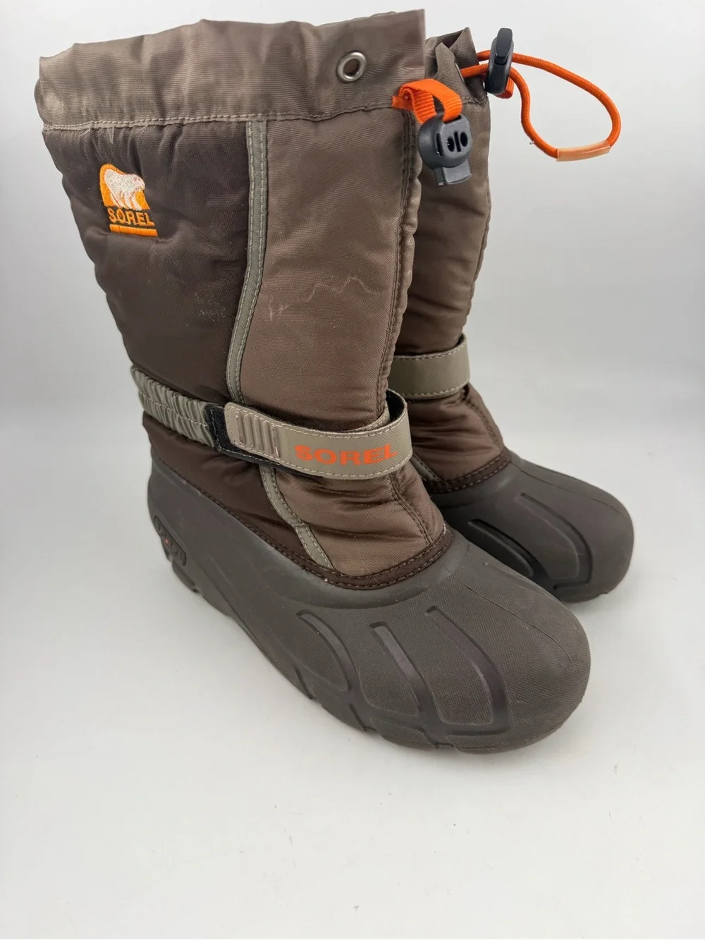 Sorel Kids Flurry -SZ 6- Brown Orange Waterproof Insulated Winter Snow Boots